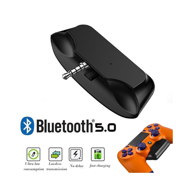 Wireless Bluetooth Adapter for PS4 Bluetooth 5.0 Aux Audio Receiver with Handsfree Fast Charging Adapter for Bluetooth Headphone black