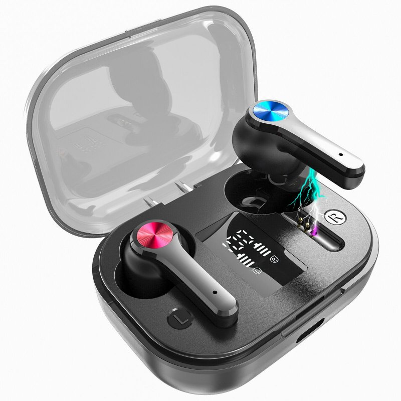 Wireless Bluetooth Earbuds TWS 5.0 Earphone Waterproof Sport Intelligent black