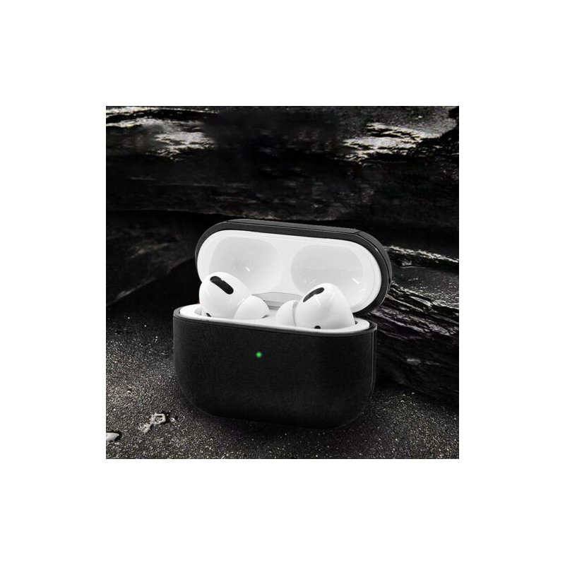 Wireless Bluetooth Earphone Cases For Apple AirPods Charging Headphones For Airpods Synthetic Leather Protective Cover black
