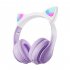 Wireless Bluetooth Headphone Cute Cat Ear Gradient Color Luminous Head mounted Gaming Headset white blue