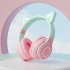 Wireless Bluetooth Headphone Gradient Color Luminous Cat Ears Gaming Headset Lovely Christmas Gifts Green   Microphone