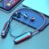 Wireless Bluetooth Headset with Digital Display Half In ear Sports Stereo Hanging Neck Headphones Blue