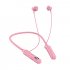 Wireless Bluetooth Headset with Digital Display Half In ear Sports Stereo Hanging Neck Headphones Pink