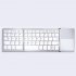 Wireless Bluetooth Keyboard Rechargeable Super Thin 3 Folding Keypad with Touchpad for Phone Tablet Silver White