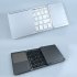 Wireless Bluetooth Keyboard Rechargeable Super Thin 3 Folding Keypad with Touchpad for Phone Tablet Silver White