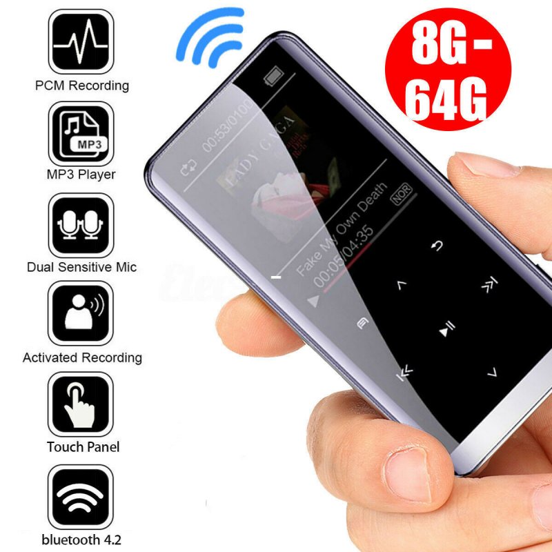 Wireless Bluetooth MP3 Player HIFI Sport Music Speakers Mini MP4 Media FM Radio Recorder  16GB with bluetooth