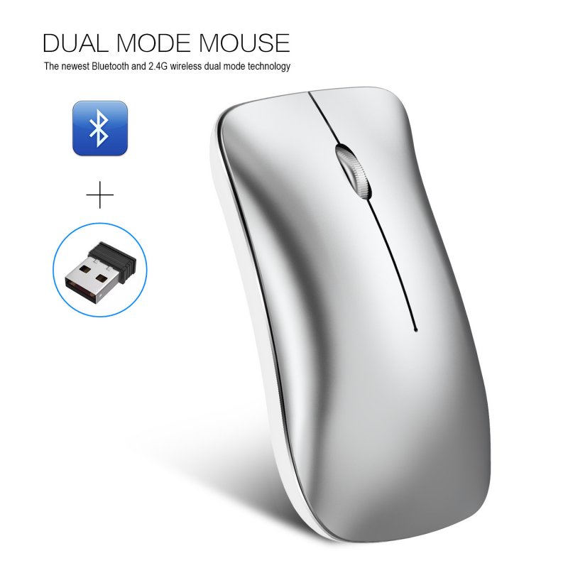 Wireless Bluetooth Mouse Rechargeable 2.4G USB Optical Vertical Ergonomic Dual Mode Mute Mouse Silver