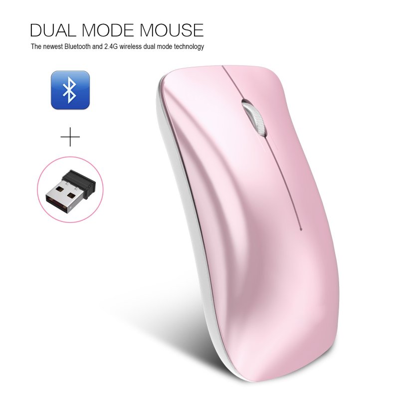 Wireless Bluetooth Mouse Rechargeable 2.4G USB Optical Vertical Ergonomic Dual Mode Mute Mouse Pink