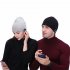 Wireless Bluetooth Smart Earphone Music Knitted Hat Winter Warm Cap with Mic Speaker for iOS Android gray