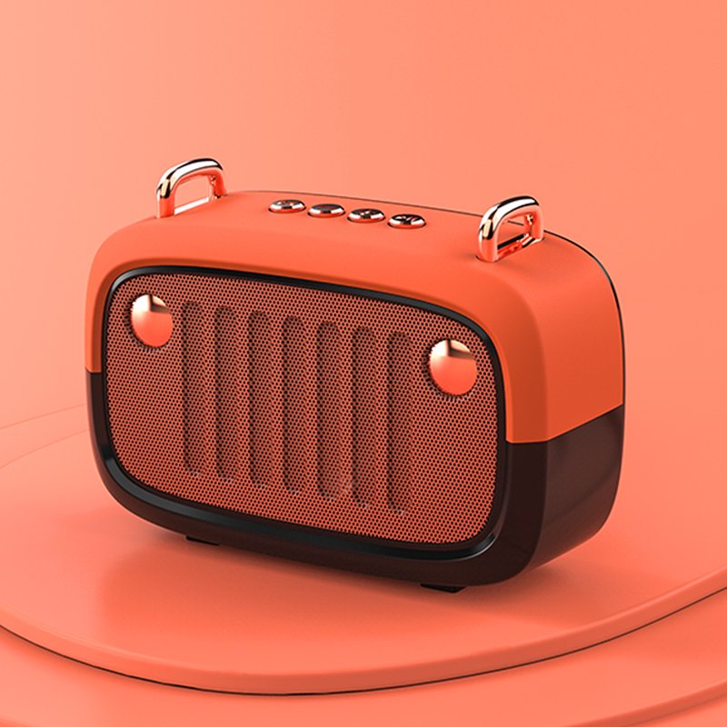 Wireless Bluetooth Speaker Cartoon Portable Insert Card Electroplate Speaker Orange