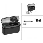 Wireless Bluetooth Stereo Earphone In Ear Invisible Portable Headsets  2200 mAh charging bin   black headphones