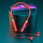 Wireless Bluetooth-compatible 5.2 Headset Hanging Neck Type Stereo Noise Reduction Sports Headphones With Microphone Red