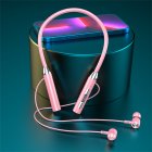 Wireless Bluetooth-compatible 5.2 Headphones Hanging Neck Stereo Noise Cancelling Universal Sports Headset With Microphone pink
