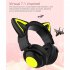 Wireless Cat Ear Headset Noise Canceling Longer Playtime Lighting Headphones over Ear Folding Headphones Purple