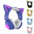 Wireless Cat Ear Headset Noise Canceling Longer Playtime Lighting Headphones over Ear Folding Headphones Purple