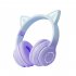 Wireless Cat Ear  Headset Stereo Headphones Colorful Lighting Gaming Headset For Smart Phones PC Tablet Computer Purple