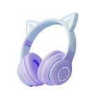 Wireless Cat Ear Headset Stereo Headphones Colorful Lighting Gaming Headset For Smart Phones PC Tablet Computer Purple