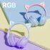 Wireless Cat Ear  Headset Stereo Headphones Colorful Lighting Gaming Headset For Smart Phones PC Tablet Computer Purple