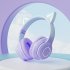 Wireless Cat Ear  Headset Stereo Headphones Colorful Lighting Gaming Headset For Smart Phones PC Tablet Computer Purple