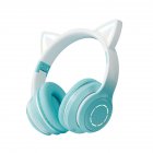 Wireless Cat Ear Headset Stereo Headphones Colorful Lighting Gaming Headset For Smart Phones PC Tablet Computer green