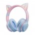 Wireless Cat Ear  Headset Stereo Headphones Colorful Lighting Gaming Headset For Smart Phones PC Tablet Computer green