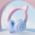 Wireless Cat Ear  Headset Stereo Headphones Colorful Lighting Gaming Headset For Smart Phones PC Tablet Computer green