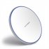 Wireless  Charger 10W Smart QI Metal Simple Round Desktop Mobile Phone Fast Charging Device White