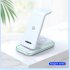 Wireless Charging Stand Wireless Charger with Night Light for Headphones Watch Mobile Phone Black