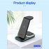 Wireless Charging Stand Wireless Charger with Night Light for Headphones Watch Mobile Phone Black