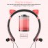 Wireless Earbuds Sweatproof Noise Canceling Earphones Glowing Cartoon Cat Ears Hair Band Headset For Smart Phone Computer Laptop sky blue cat ears glowing