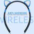 Wireless Earbuds Sweatproof Noise Canceling Earphones Glowing Cartoon Cat Ears Hair Band Headset For Smart Phone Computer Laptop sky blue cat ears glowing