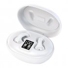Wireless Earbuds With Power Display Charging Case Earphones Clip On Headphones Noise Canceling Earphones For Working Sports Gaming Leisure Activities White soft rubber version