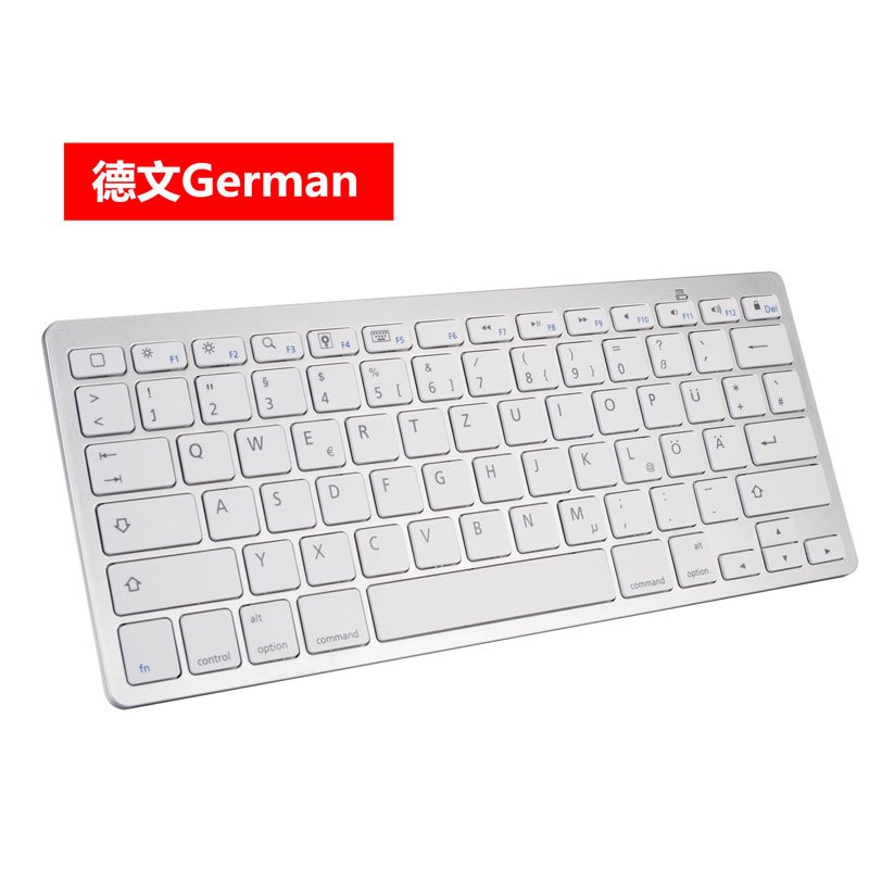 Wireless Gaming Keyboard Computer Game Universal Bluetooth Keyboard for Spanish German Russian French Korean Arabic German white