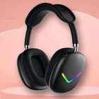 Wireless Head mounted  Bluetooth compatible  Earphones Noise canceling Led Luminous Mobile Phone Computer Universal Headset Gaming Headphones black