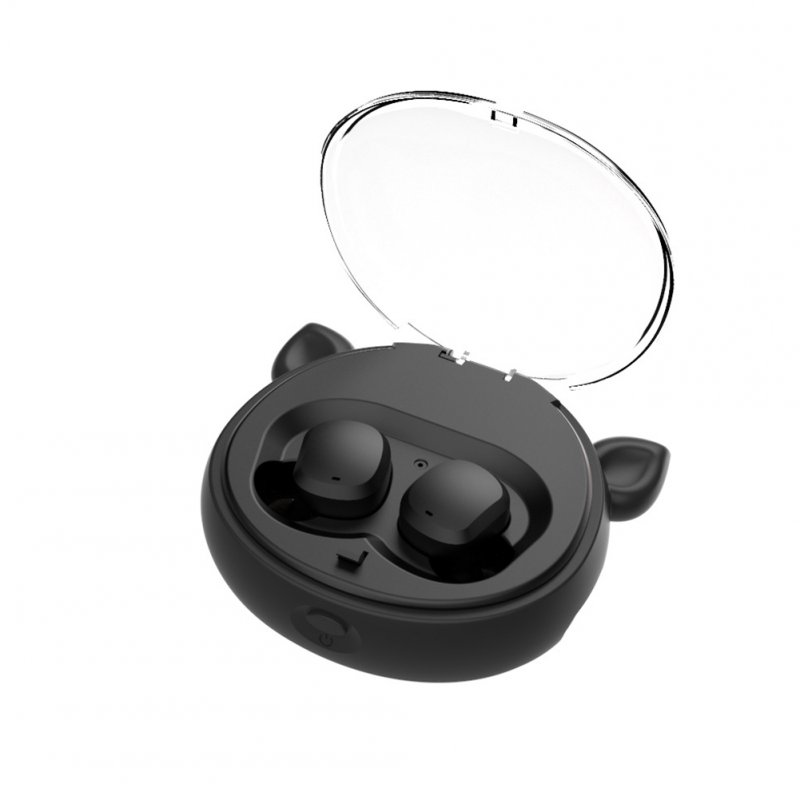 Wireless Headphone TWS Binaural Running Sports 5.0 Earphone Cartoon Style Subwoofer Bluetooth Headset Black