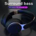 Wireless  Headphones Bluetooth  compatible Headset Foldable Stereo Adjustable Earphones With Mic black