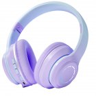 Wireless Headphones HiFi Stereo Over Ear Headphones Colorful Lighting Headset For Travel Office Cell Phone PC Purple