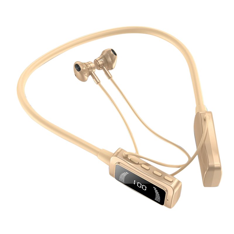 Wireless Headphones Neck Cable Noise Canceling Headphones HIFI Stereo Sound Headphones Memory Card Player Headphones For Jogging Workout Running Hiking yellow