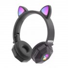 Wireless Headset Cute Cat Ear Bluetooth-compatible 5.0 Rgb Luminous Headphone Music Sports Gaming Earphone Children Gift Black