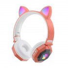 Wireless Headset Cute Cat Ear Bluetooth-compatible 5.0 Rgb Luminous Headphone Music Sports Gaming Earphone Children Gift Orange