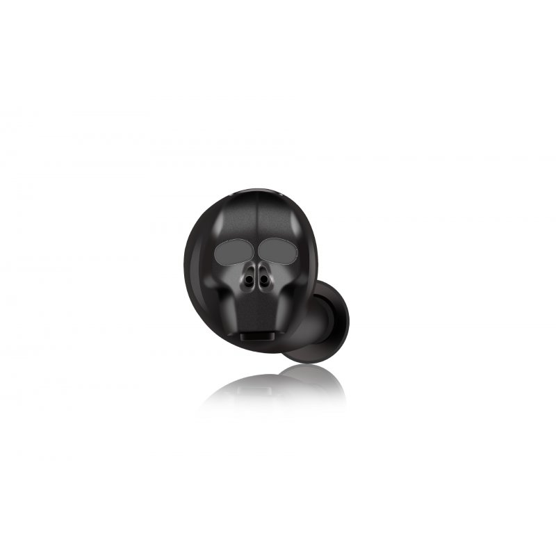 Wireless Headset Invisible Earplugs Mini Wireless Skull Head Design Sweatproof Noise Reduction Hands-free Headphone for Driving Outdoor Sports black
