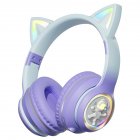 Wireless Headset Noise Canceling Stereo HiFi Headphones Over Ear Lighting Cat Ears Earphones Ultra Long Playtime Headset purple