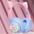 Wireless Headset Noise Canceling Stereo HiFi Headphones Over Ear Lighting Cat Ears Earphones Ultra Long Playtime Headset blue