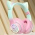 Wireless Headset Noise Canceling Stereo HiFi Headphones Over Ear Lighting Cat Ears Earphones Ultra Long Playtime Headset blue