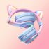Wireless Headset Noise Canceling Stereo HiFi Headphones Over Ear Lighting Cat Ears Earphones Ultra Long Playtime Headset blue