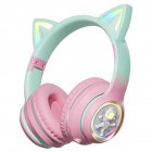 Wireless Headset Noise Canceling Stereo HiFi Headphones Over Ear Lighting Cat Ears Earphones Ultra Long Playtime Headset pink