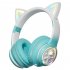 Wireless Headset Noise Canceling Stereo HiFi Headphones Over Ear Lighting Cat Ears Earphones Ultra Long Playtime Headset green
