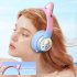 Wireless Headset Noise Canceling Stereo HiFi Headphones Over Ear Lighting Cat Ears Earphones Ultra Long Playtime Headset purple
