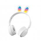 Wireless Headset Noise Canceling Ear Buds RGB Rabbit Ears Earphones For Cell Phone Gaming Computer Laptop Tablet White