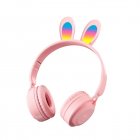 Wireless Headset Noise Canceling Ear Buds RGB Rabbit Ears Earphones For Cell Phone Gaming Computer Laptop Tablet pink